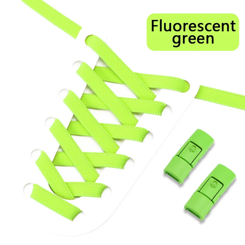 No Tie Shoe laces Press Lock Shoelaces without ties Elastic Laces Sneaker Kids Adult 8MM Widened Flat Shoelace for Shoes - Smarsty
