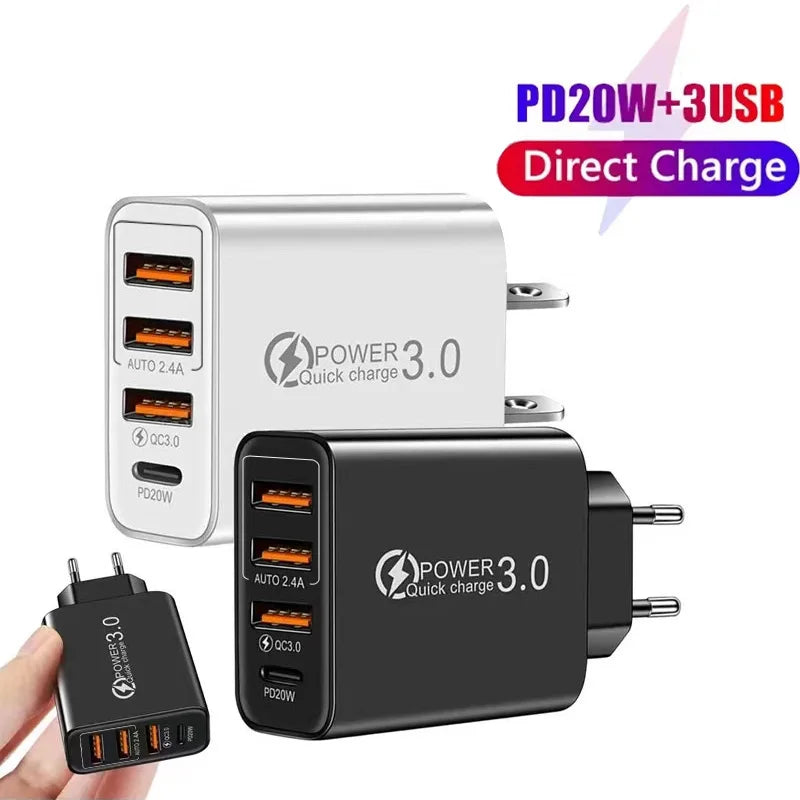 48W USB C WallMountedCharger PD Fast Charge 3.0 Universal - Smarsty