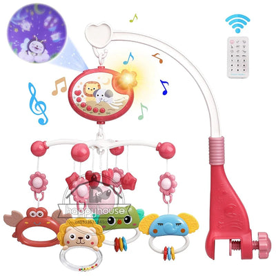 Musical Baby Crib Mobile with Lights Music Projection for Infants 0-6 Months Remote Control Crib Toys for Newborn Baby Mobile by Smarsty