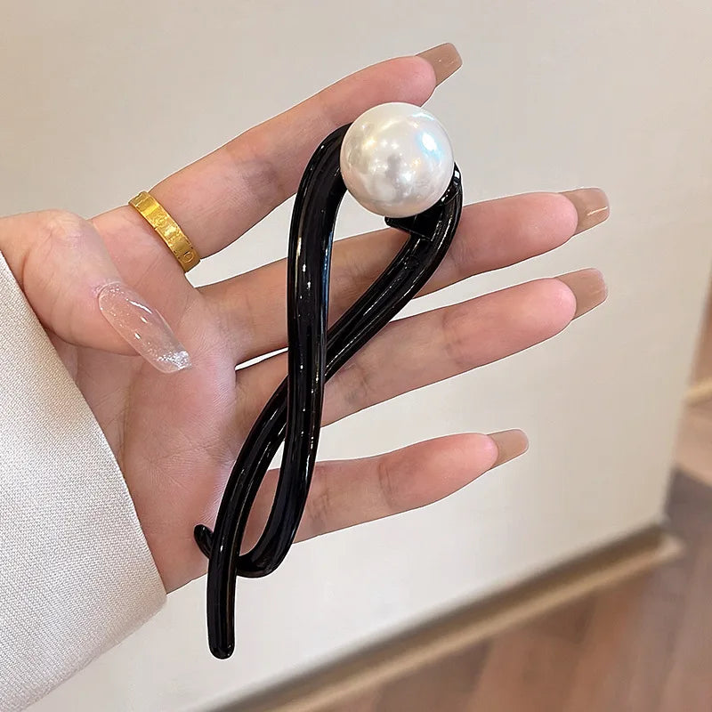 Twist Hair Clip with Imitation Pearls for Women - Smarsty