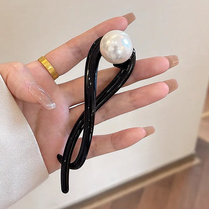 Twist Hair Clip with Imitation Pearl Design for Women - Smarsty
