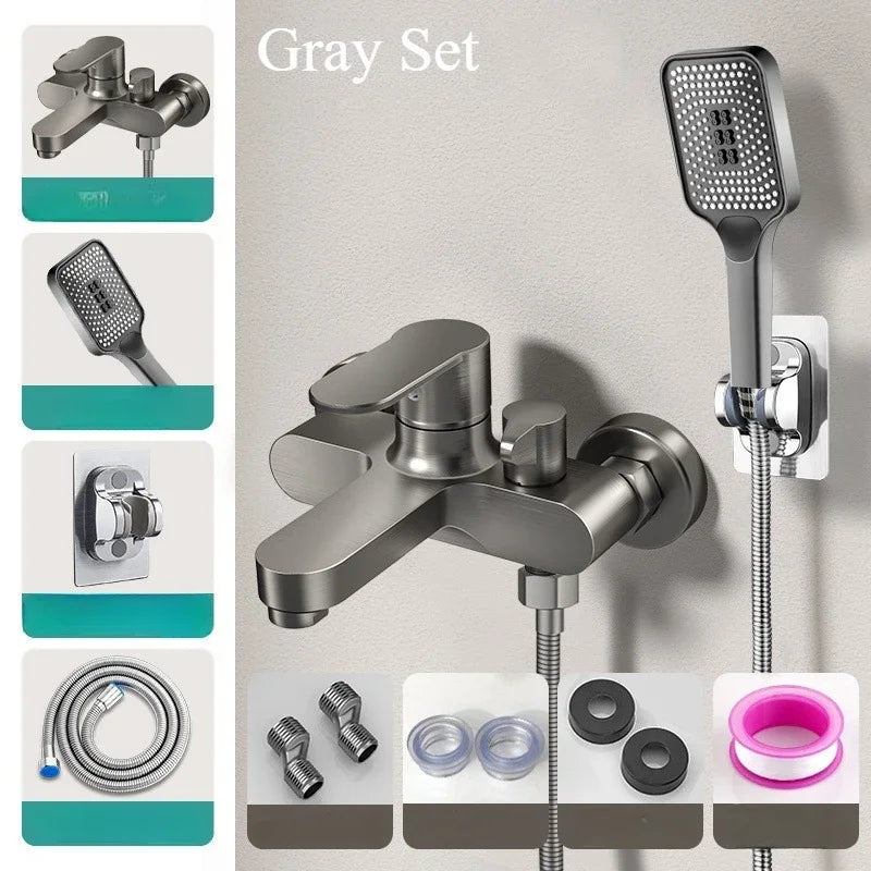 Contemporary Dual Handle Shower Faucet Set with Mixing Valve - Smarsty
