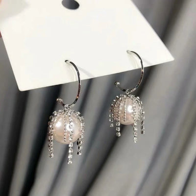 Two Piece Pearl Tassel Earrings For Women Elegant Gift - Smarsty