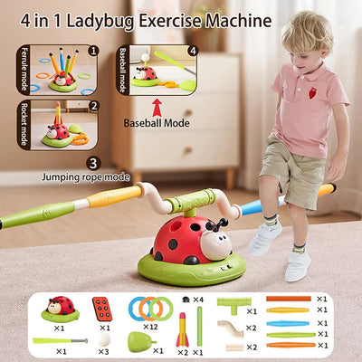 Ladybug Sport Entertainment Game Toy Multifunction Rope Skipping Machine Ferrule Jump Rocket Launcher Outdoor Educational - Smarsty