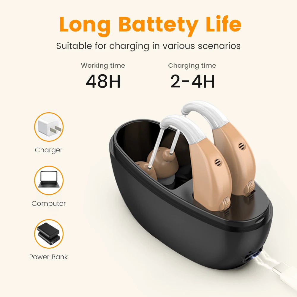 Rechargeable Portable Hearing Aid with Magnetic Charging - Smarsty