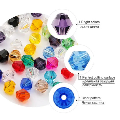 4mm Crystal Bicone Beads for DIY Jewelry Making - Smarsty