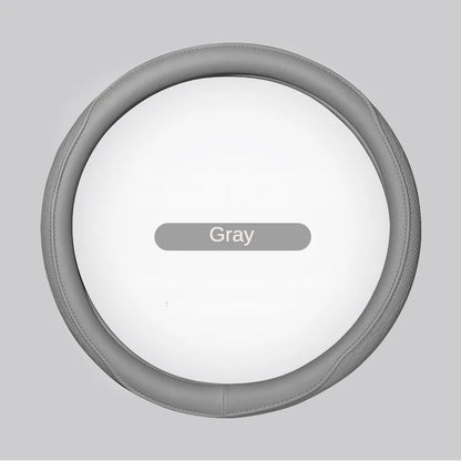 Napa Leather Perforated Patchwork Car Steering Wheel Cover, Non-slip, Breathable, Universal 15 Inch (Approx. 38cm)