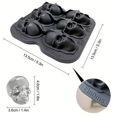 Skull Ice Ball Mold Silicone 3D Flexible Ice Cube Trays BPA Free Ice Trays For Freezer Horror Skull Head Cocktail Ice Ball Maker - Smarsty