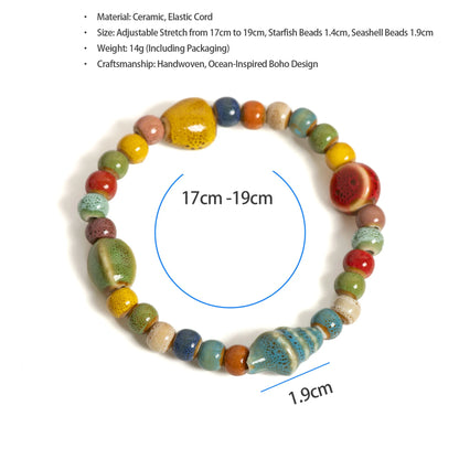 Handmade Colorful Ceramic Beaded Bracelet for Women - Smarsty