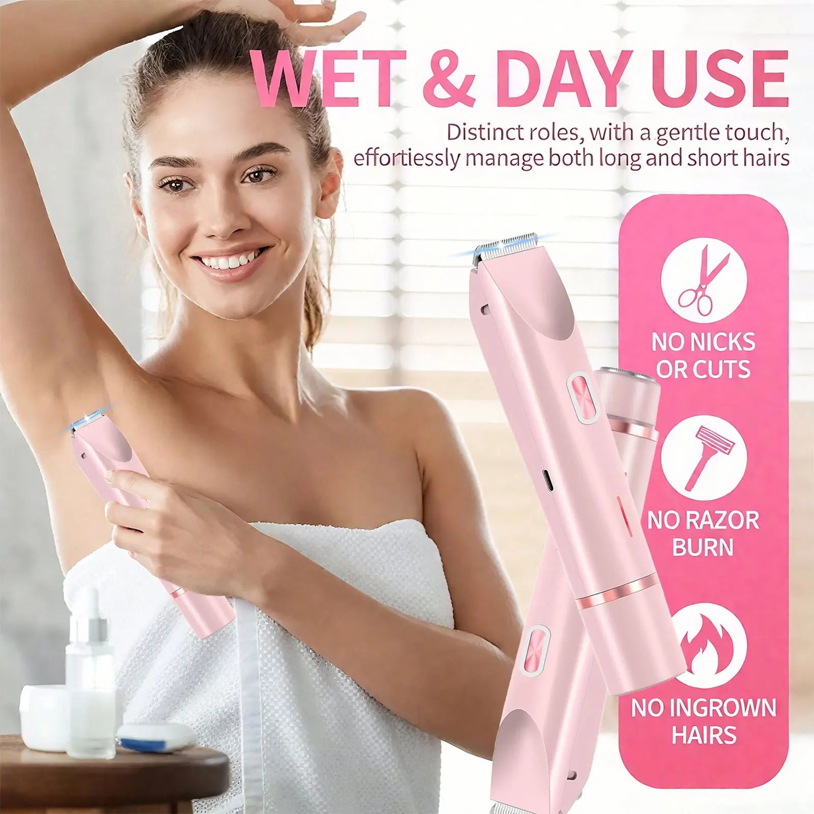 2-in-1 dual-head electric epilator and shaver for underarms, legs and face hair removal, birthday/Christmas gift - Smarsty