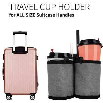 Travel Luggage Cup Holder Durable Free Hand Suitcase Drink Bag Travel Milk Tea Coffee Mugs Holder Fits All Suitcase Handles - Smarsty