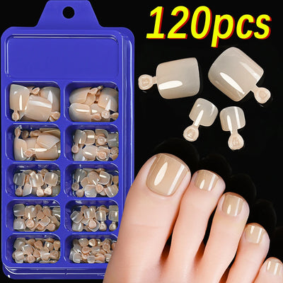 120 Pieces Pink Square Toe Nail Tips Full Cover Extensions - Smarsty