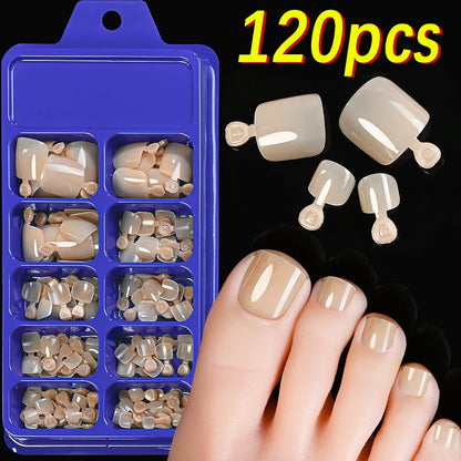 120 Pieces Pink Square Toe Nail Tips Full Cover Extensions - Smarsty