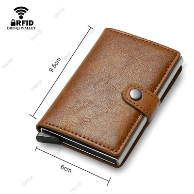 Carbon Fiber Credit Card Holder Wallet Men Rfid Smart Metal Thin Slim Pop Up Minimalist Wallet Small Black Purse Metal Vallet - Smarsty