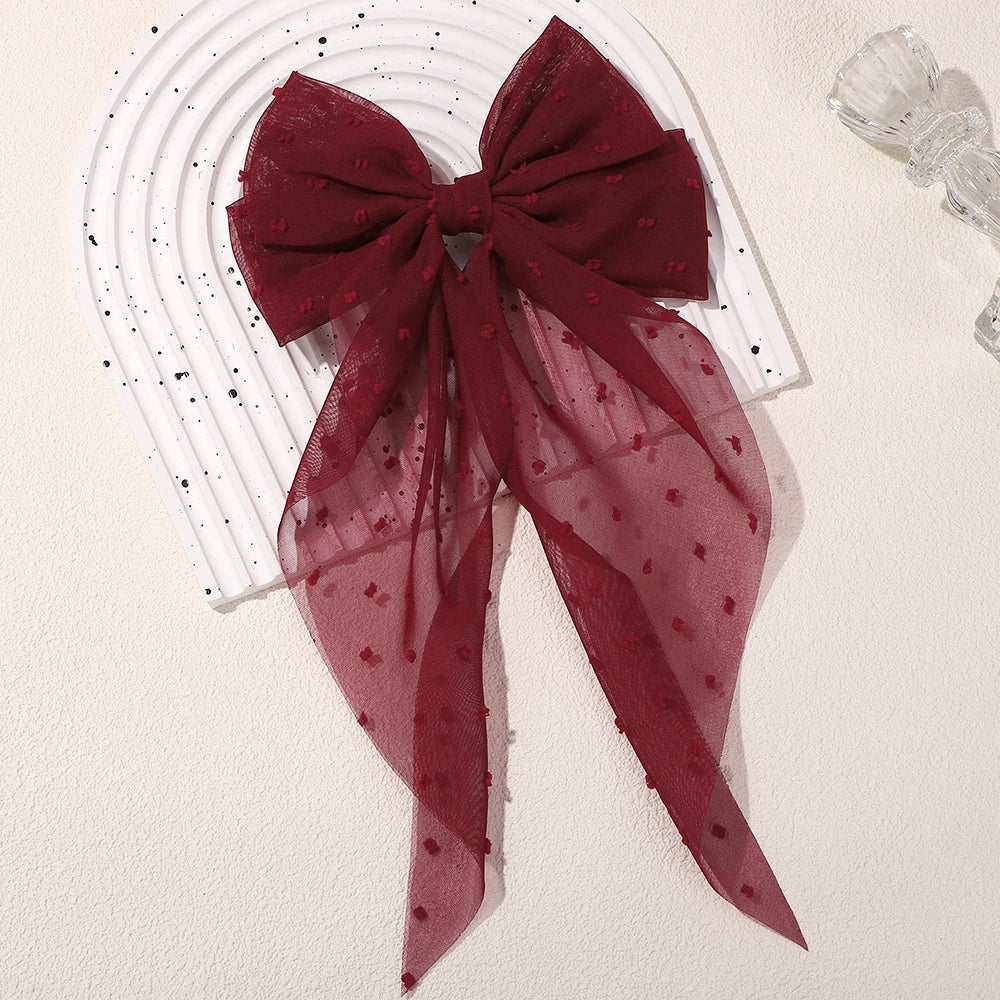 Girls Elegant Big Bow Satin Hair Clip Accessory - Smarsty
