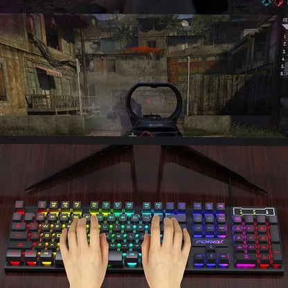 Backlit Mechanical Keyboard Gaming Set With Mouse Bundle