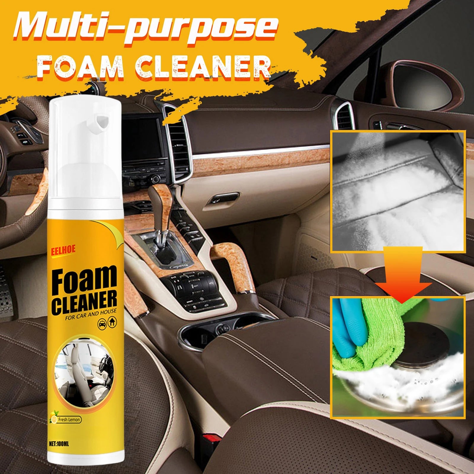 2PCS 100ML Multi-purpose Foam Cleaner Spray Car Home Interior Cleaner Foam Spray Anti-Aging Protection for Car Accessorie