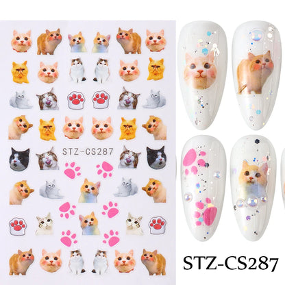 Cute 3D Cartoon Nail Art Stickers for Dogs and Cats - Smarsty