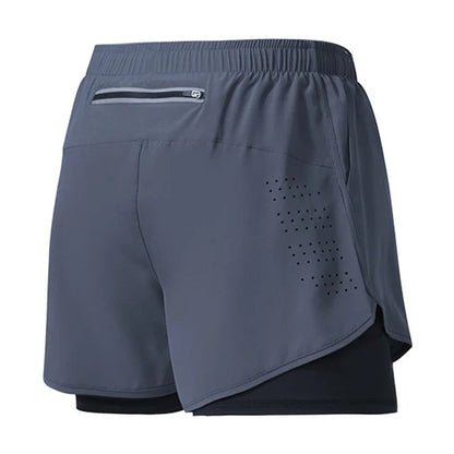 Men's Running Shorts Quick-drying Fitness Black Double Layer Shorts Men New Sport Workout Training Bodybuilding Short Pants - Smarsty