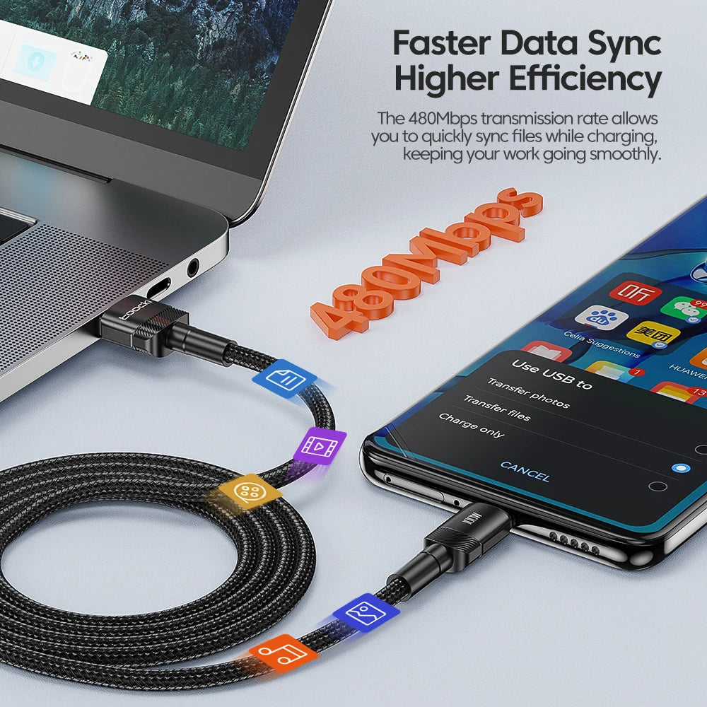 Toocki 6A USB To Type C Cable for Huawei Xiaomi PD 100W Fast Charging Charger USB C Data Cord Quick Charge for Samsung Oneplus - Smarsty