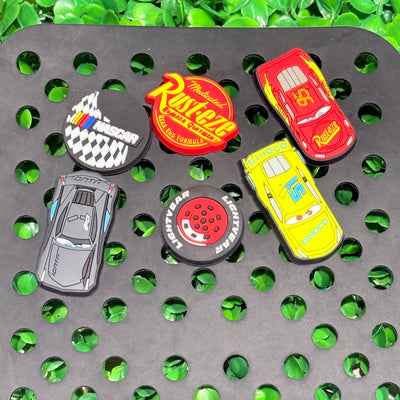 1/6pcs Disney Lightning Mcqueen PVC Shoes Charms Miniso Cars Slippers Buckle Decorations Fit Boys Birthday Gift - Smarsty