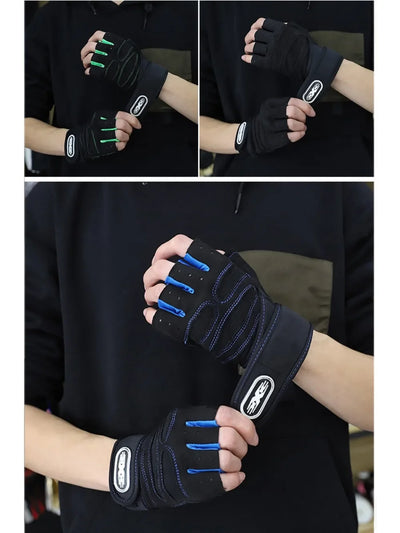 Outdoor Sport Gloves for Men Women Wrist Guard Fitness Gym Cycling Hiking Boxing Exercise Training Workout Long Wrist Fingerless by Smarsty