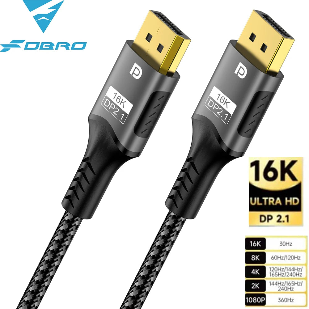 16K DisplayPort Cable 80Gbps High Speed for Gaming - Smarsty