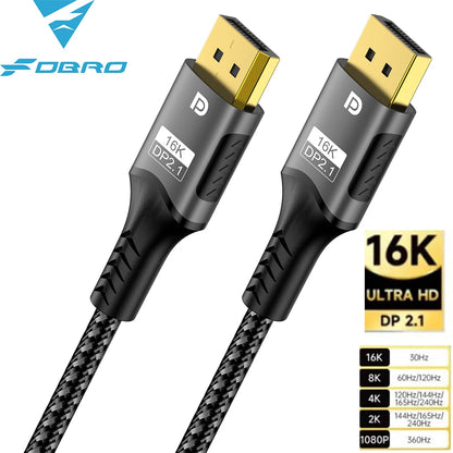 16K DisplayPort Cable 80Gbps High Speed for Gaming - Smarsty
