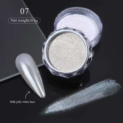 Aurora Pearl White Nail Glitter Powder for Stunning Designs - Smarsty