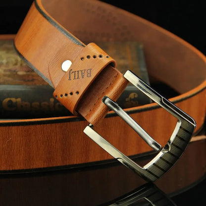 Men's Leather Belt Classic Buckle Vintage Waistband - Smarsty