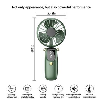 2PCS  Mini Handheld Fan 6 Speed USB Rechargeable Portable Foldable Desk Neck Hanging Fan with Phone Stand
