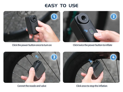 Mini Bike Pump, Portable Electric Bike Pump, Ultra Small 120PSI Battery Bicycle Pump, Automatic Shut-Off, Presta & Schrader - Smarsty