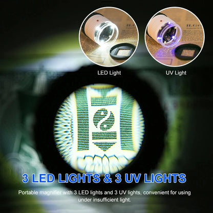 30X Pocket Magnifier with LED Light for Jewelry - Smarsty