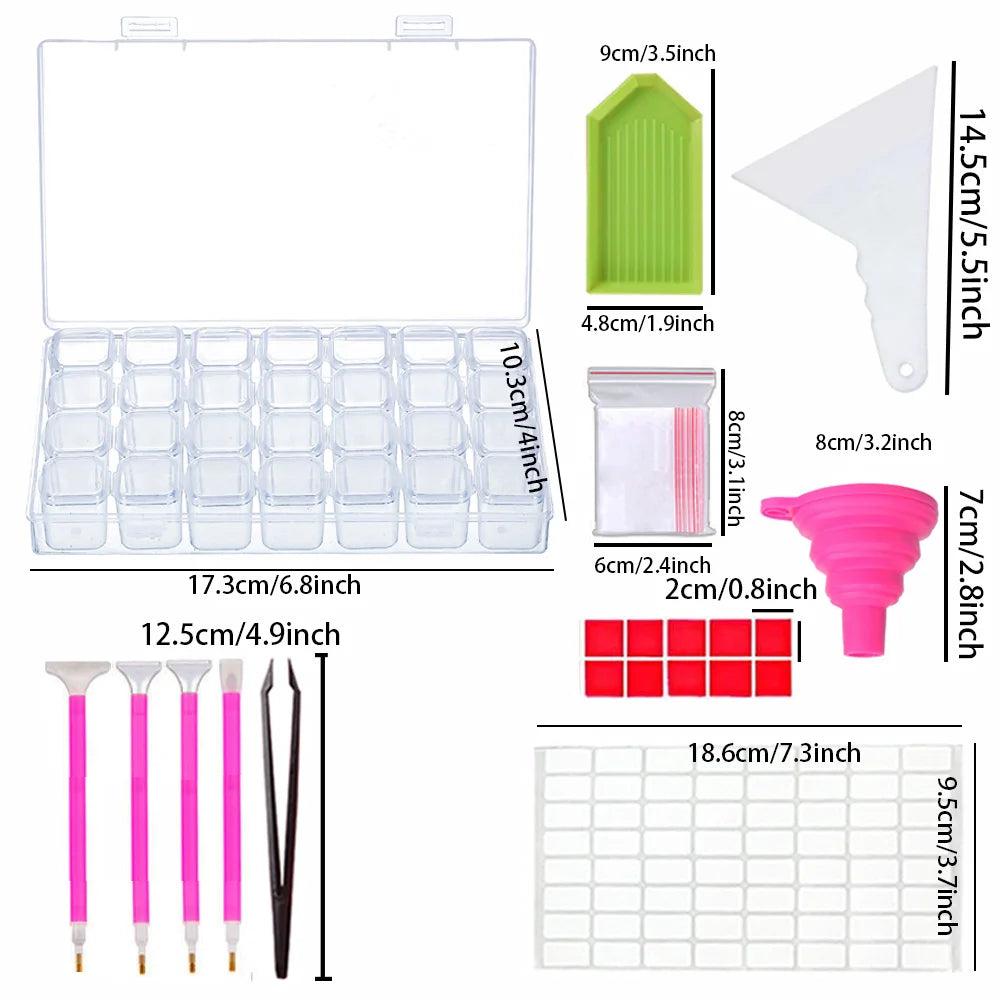 28 Grids Diamond Painting Storage Box with Funnel - Smarsty