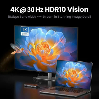USB C Hub 4K30Hz Dock With HDMI RJ45 Ethernet PD100W