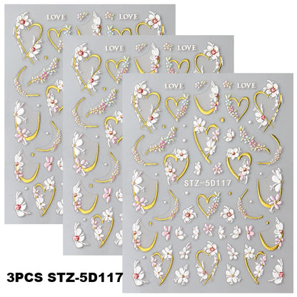 5D Kawaii Floral Nail Stickers for Wedding Decor - Smarsty