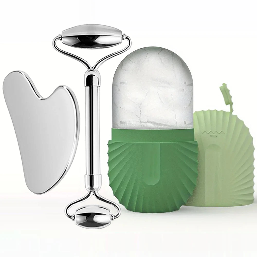 Ice Face Roller and Gua Sha Set for Effective Facial Massage - Smarsty