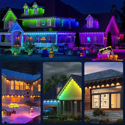 300FT 180LED Permanent Eaves LED Lights Outdoor Waterproof RGB String Lights DIY Scene Christmas Birthday Holiday Party Lighting
