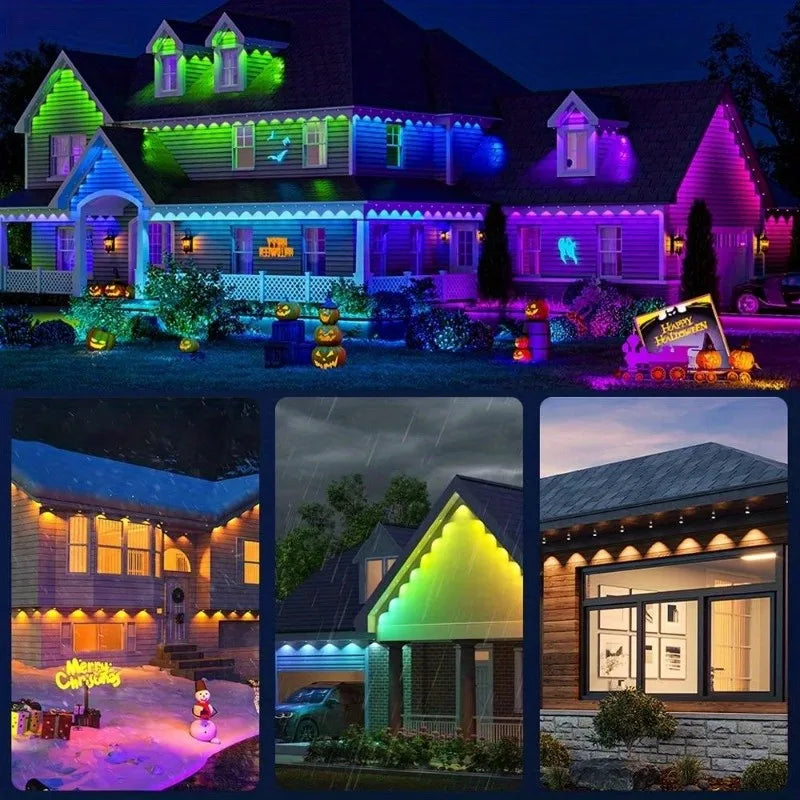 300FT 180LED Permanent Eaves LED Lights Outdoor Waterproof RGB String Lights DIY Scene Christmas Birthday Holiday Party Lighting