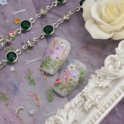 Summer Floral Nail Stickers for Elegant Manicure Decor - Smarsty