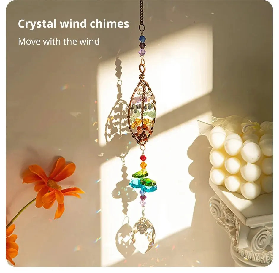 Colorful Tree Of Life Crystal Glass Pendant For Gardens - Smarsty