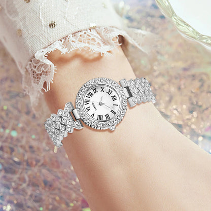 Luxury Silver Women's Quartz Watch Set for Her - Smarsty