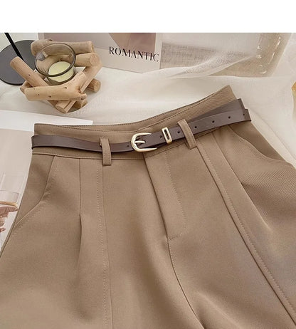 Casual Women A-Line Shorts Fashion Office Lady Commute Vintage Solid High Waist Short Pants Casual Streetwear Summer Trousers - Smarsty