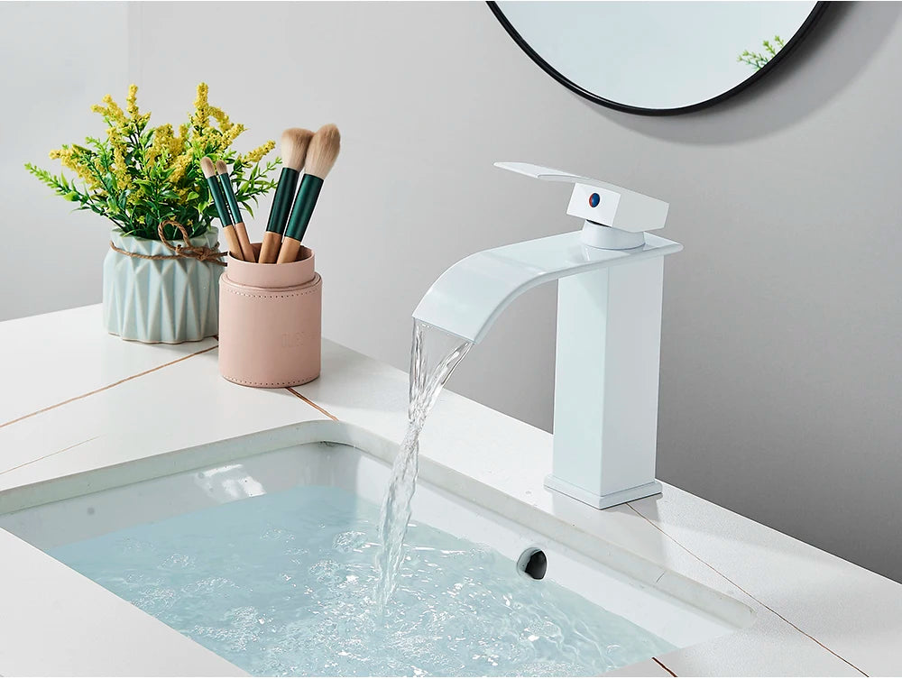 Brushed Gold Waterfall Bathroom Sink Faucet Mixer - Smarsty