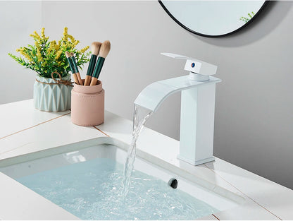 Brushed Gold Waterfall Bathroom Sink Faucet Mixer - Smarsty