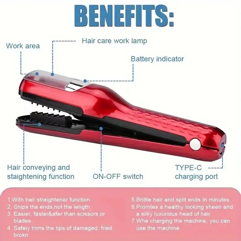 Rechargeable Cordless Split Ends Hair Trimmer for Damaged Hair - Smarsty