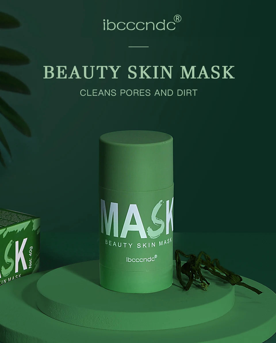 Face Clean Mask Green Tea Cleansing Stick Mask Shrink pores Deep Blackhead Remover facial Cleansing Moisturizing Mask 40g - Smarsty