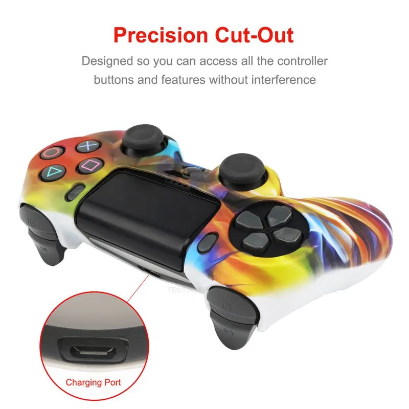 Silicone Skin Case for PS4 Controller with Grip Caps - Smarsty