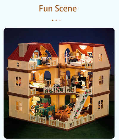 1/12 Dollhouse Furniture Family House Villa Simulate Forest Rabbit Animal Family Miniature Scene Toy Display Furniture Toy Gift by Smarsty