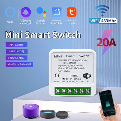Tuya WiFi Mini Smart Switch Module for Voice Control - Smarsty